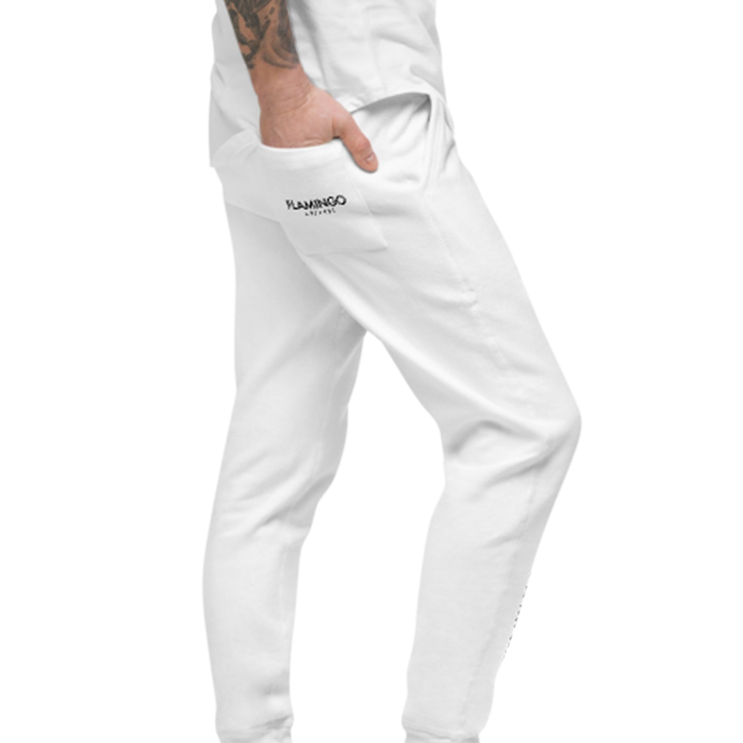 Flamingo Essentials White Fleece Sweatpants