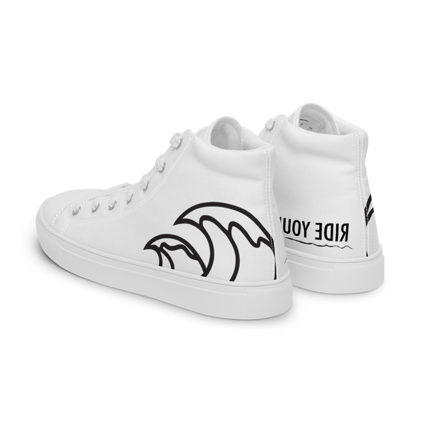 Flamingo Essentials – White Ride Your Wave High-Top Canvas Shoes