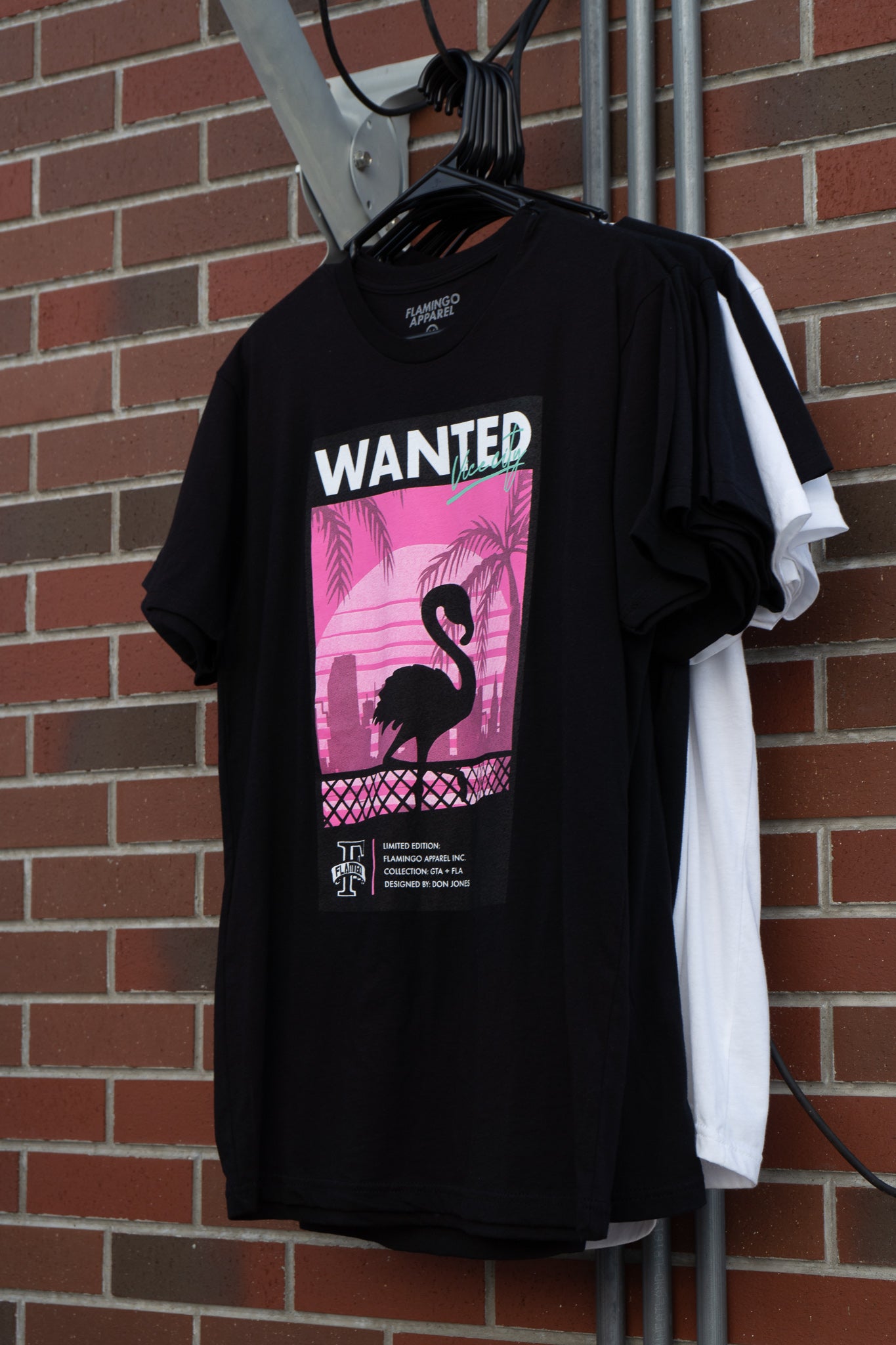 Wanted Poster Flamingo Vice City Tee Black