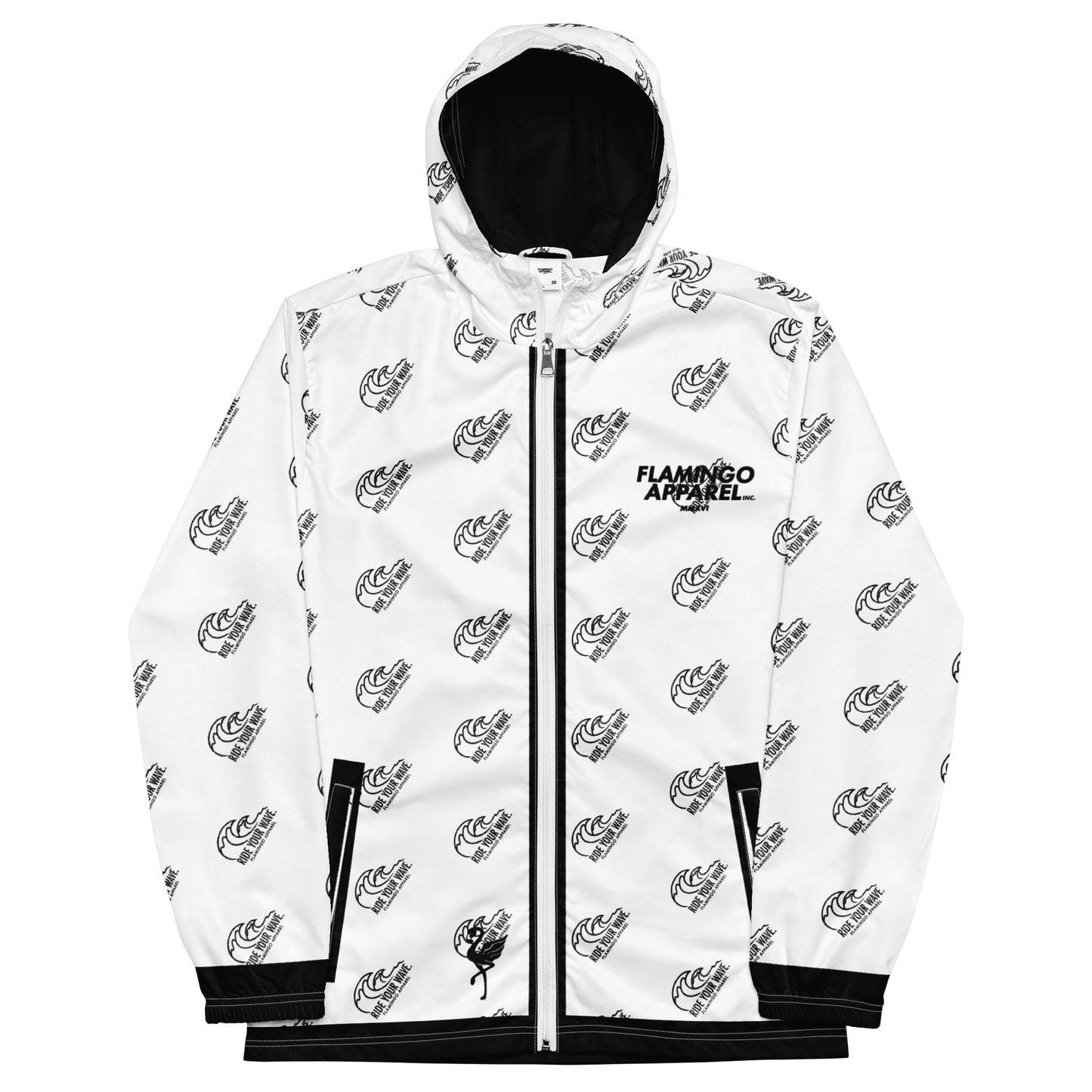 Flamingo Essentials - White Ride Your Wave Unisex windbreaker