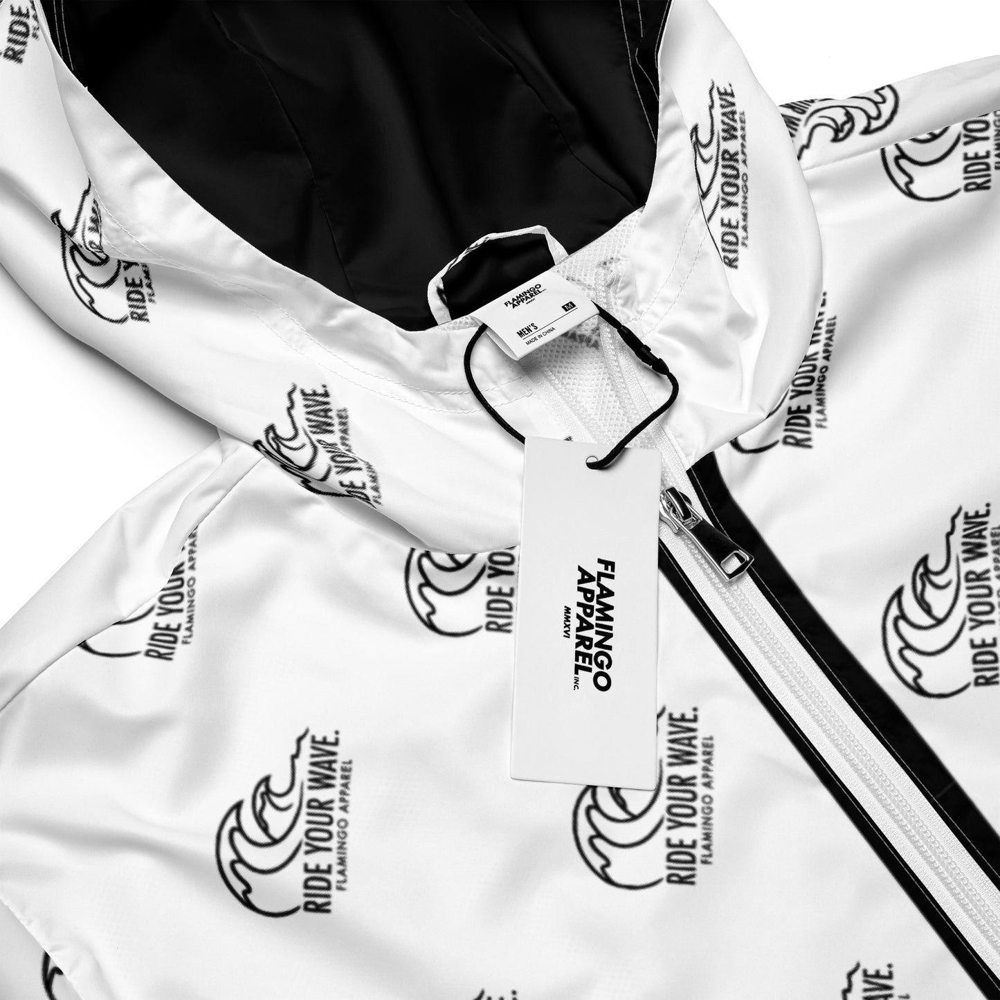 Flamingo Essentials - White Ride Your Wave Unisex windbreaker