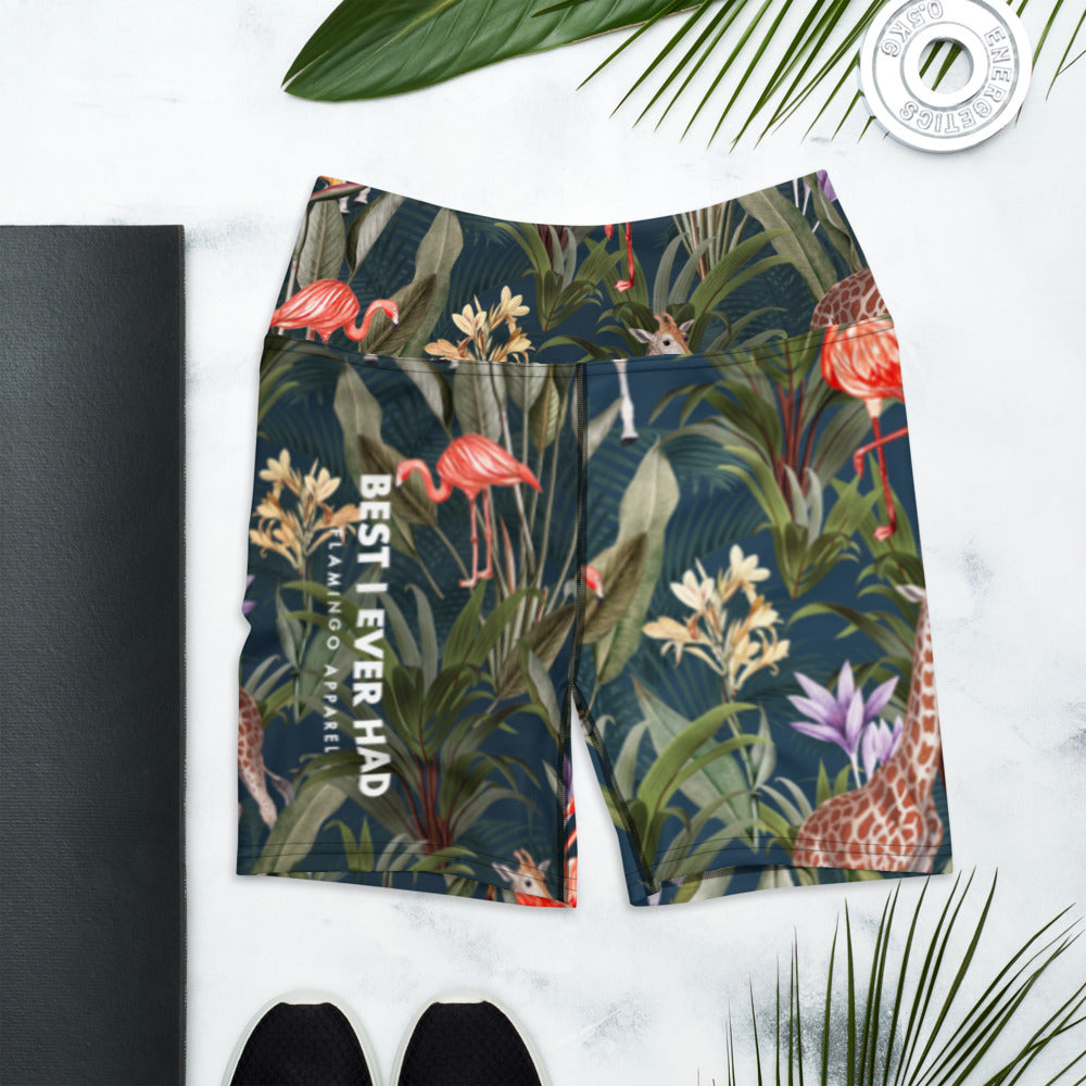 Women's Tropical Jungle - High Waist Yoga Shorts