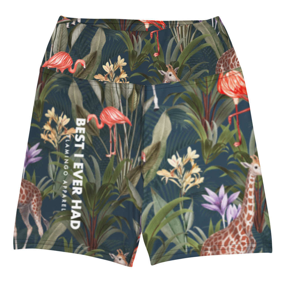 Women's Tropical Jungle - High Waist Yoga Shorts