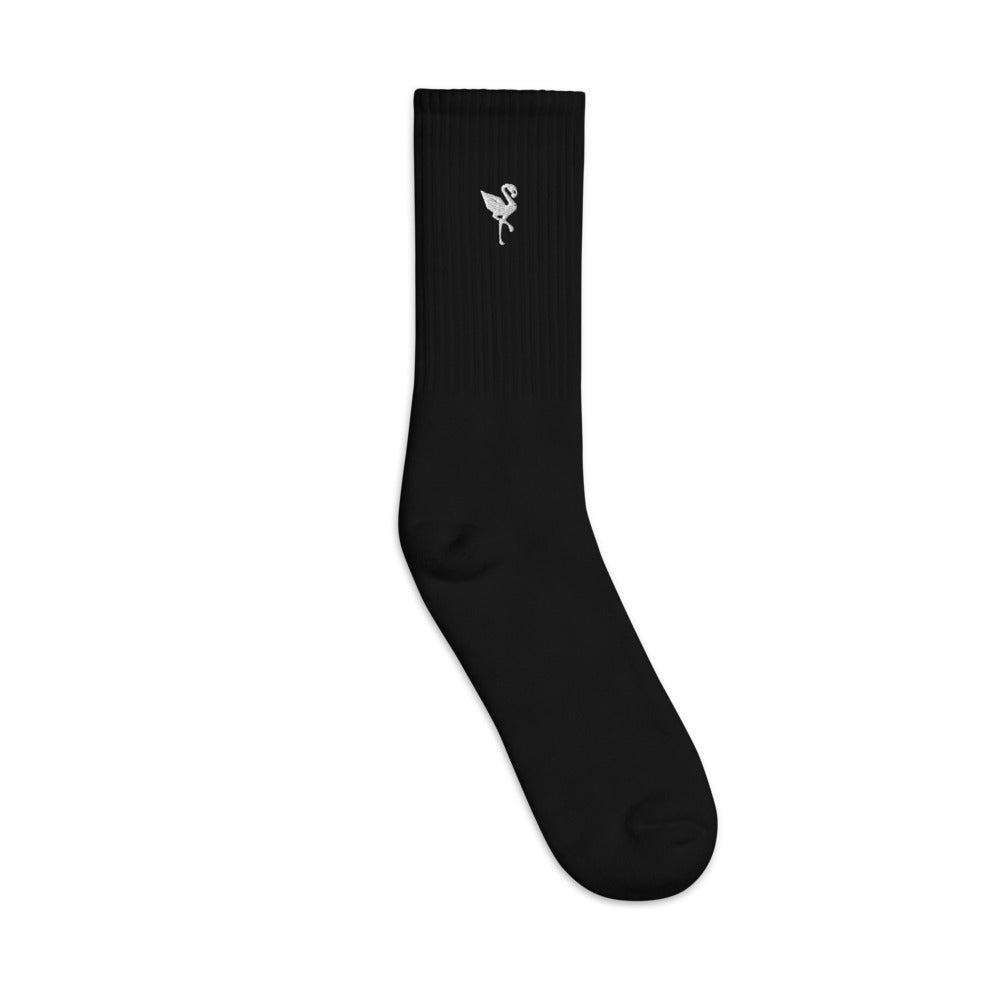 Flamingo Essentials - Black Logo Embroidered socks