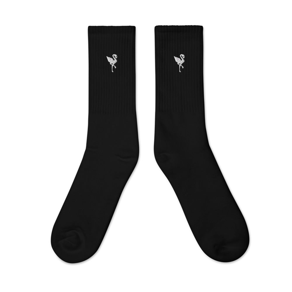 Flamingo Essentials - Black Logo Embroidered socks