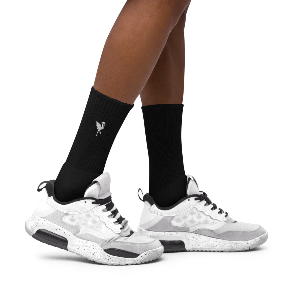 Flamingo Essentials - Black Logo Embroidered socks