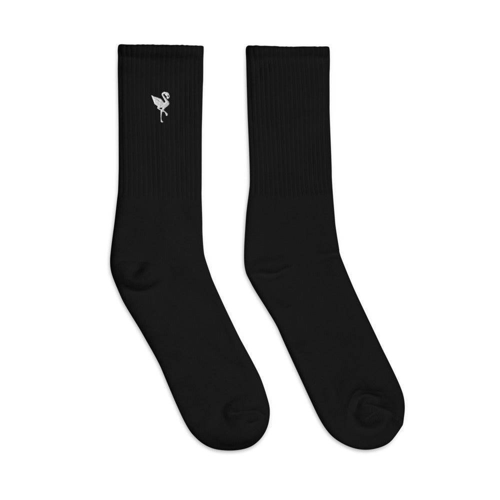 Flamingo Essentials - Black Logo Embroidered socks