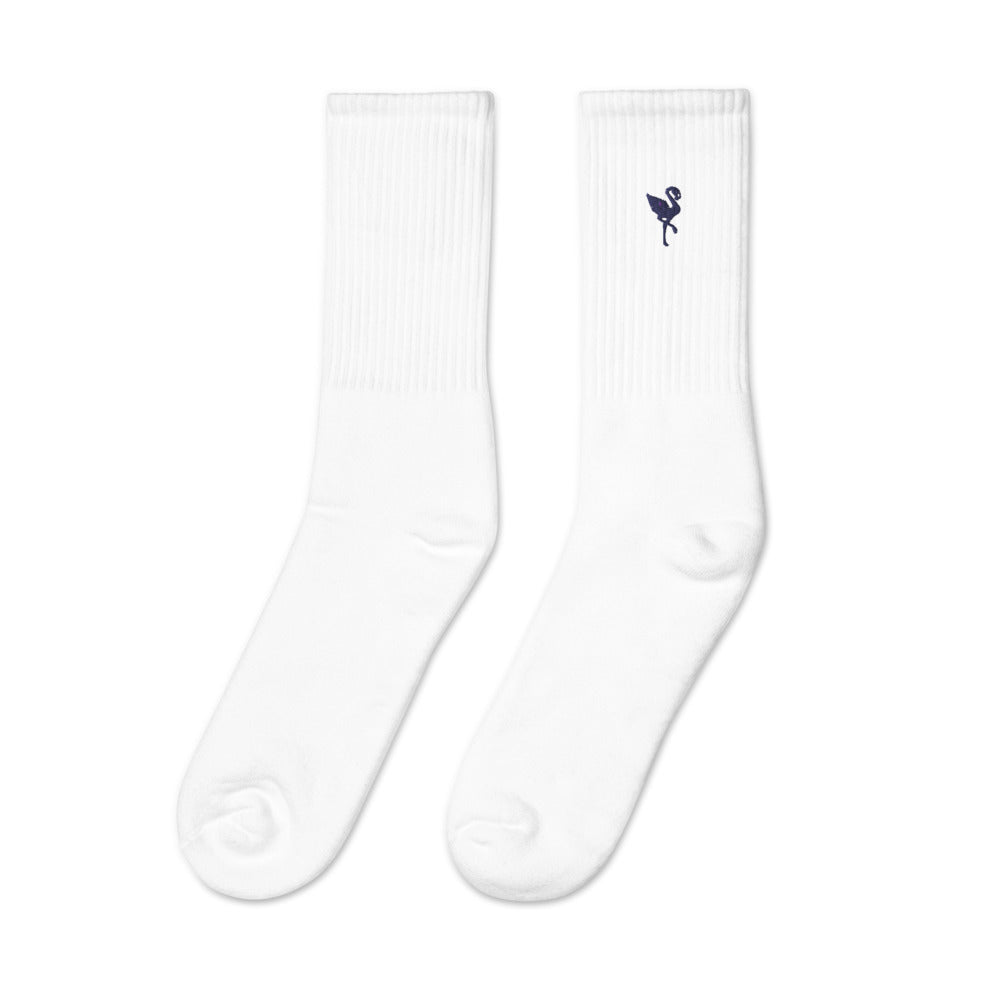 Flamingo Essentials - White Logo Embroidered socks