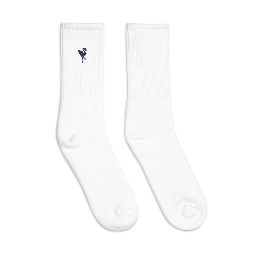 Flamingo Essentials - White Logo Embroidered socks