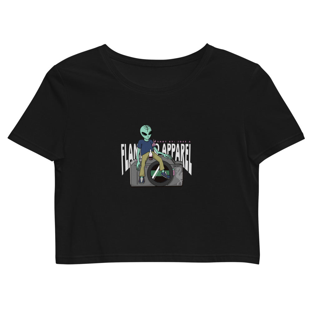 Space man chillin crop top