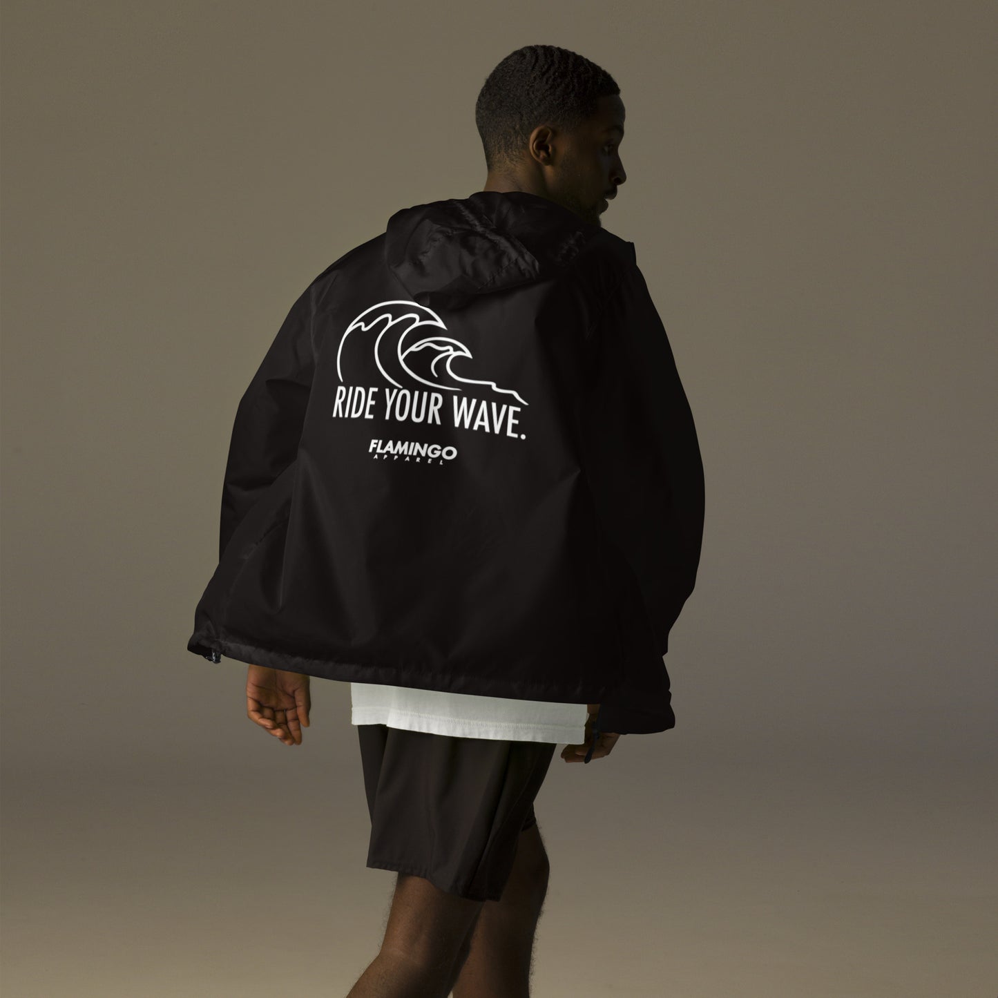 Flamingo Essentials - Black Unisex lightweight zip up windbreaker II