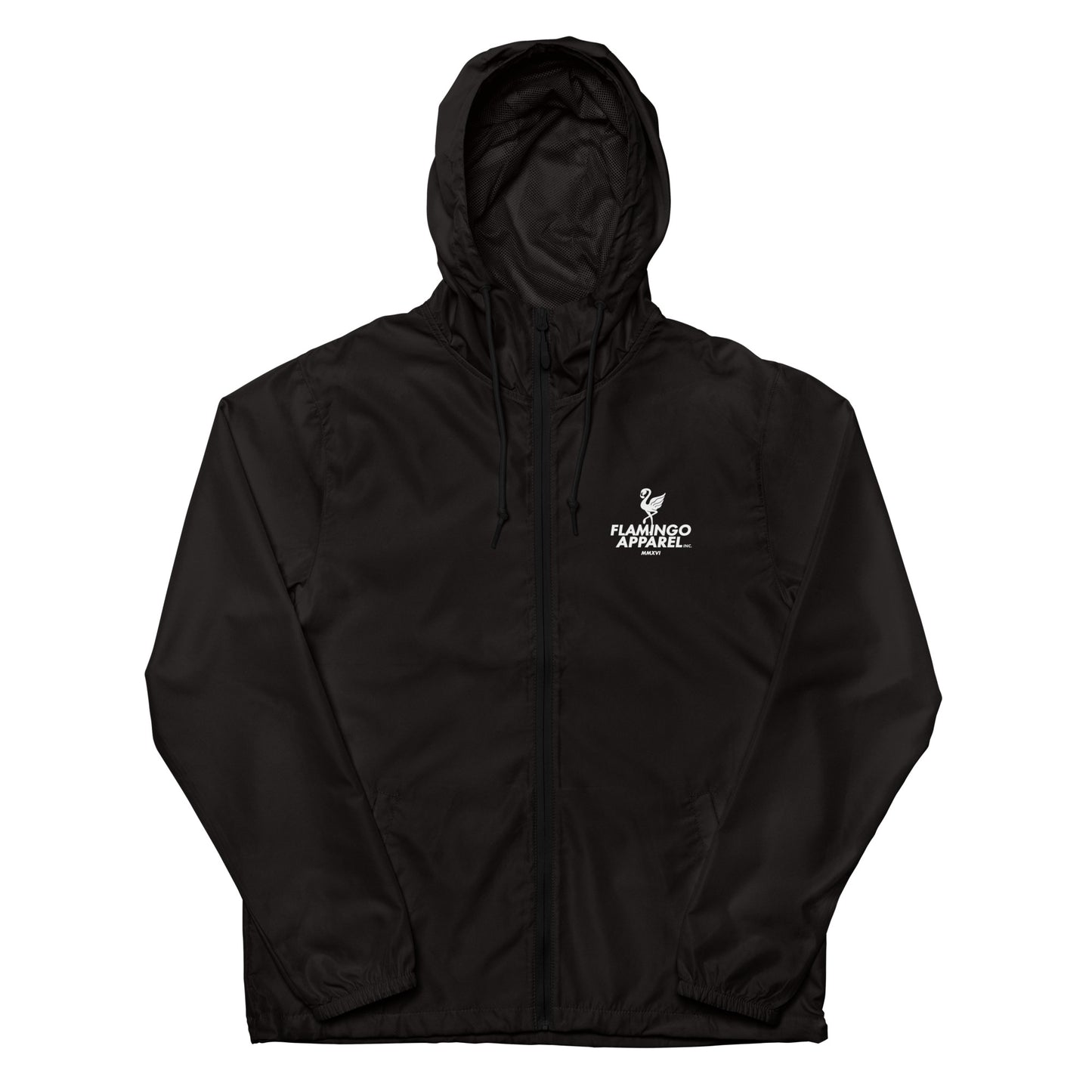 Flamingo Essentials - Black Unisex lightweight zip up windbreaker II