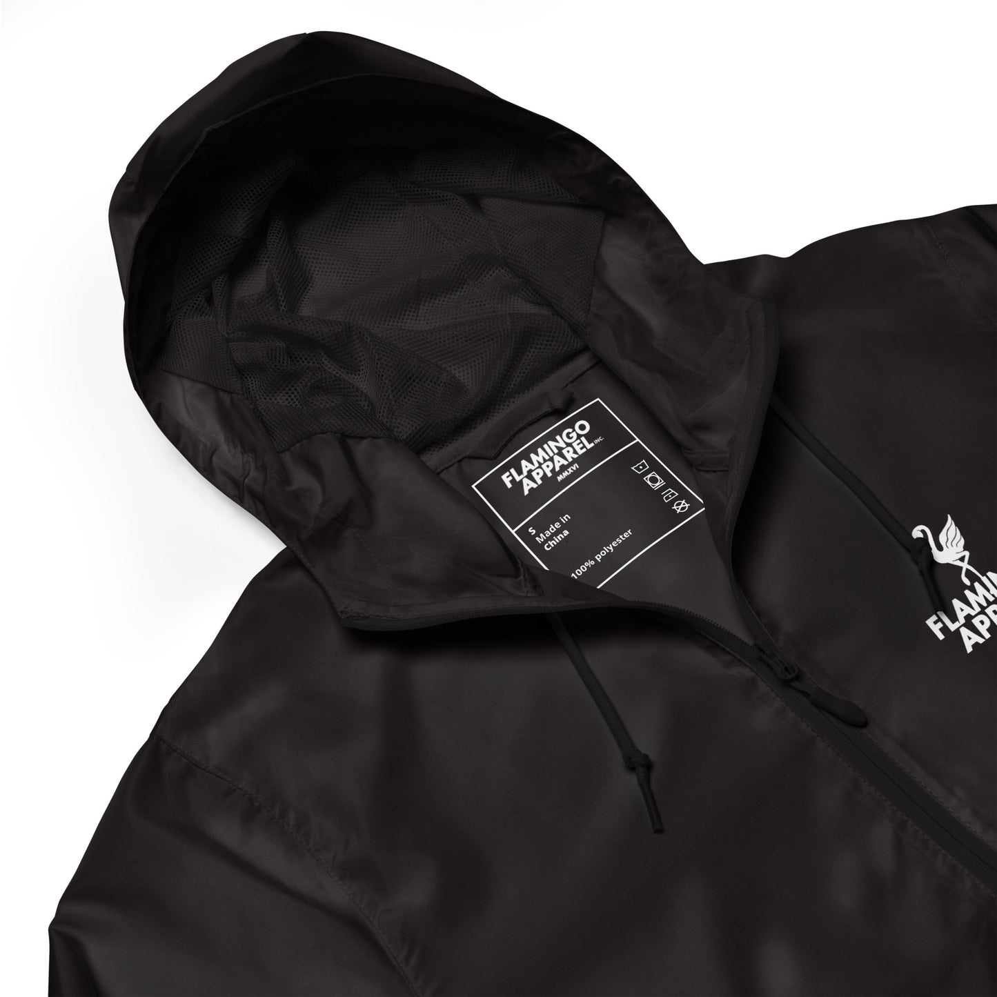 Flamingo Essentials - Black Unisex lightweight zip up windbreaker II