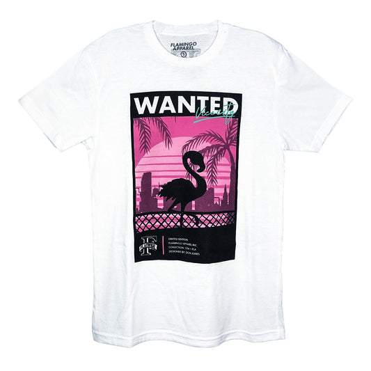 Wanted Poster Flamingo Vice City Tee White