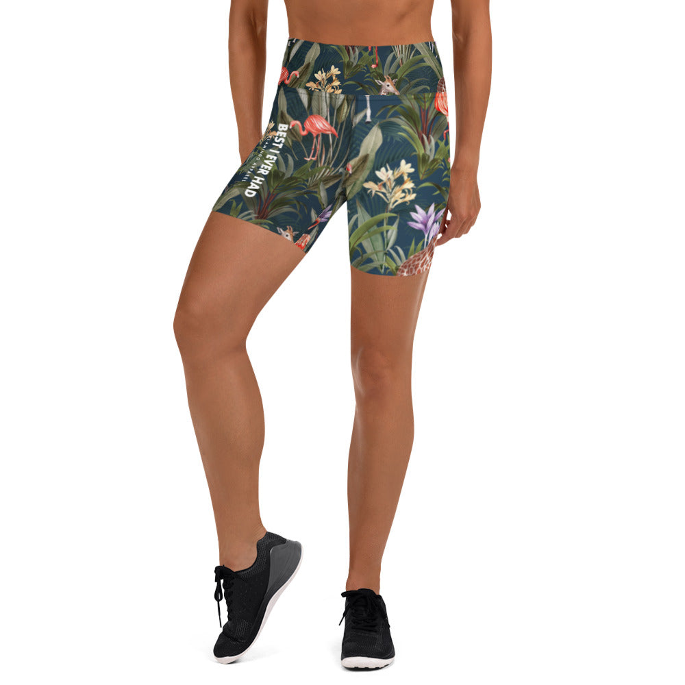 Women's Tropical Jungle - High Waist Yoga Shorts