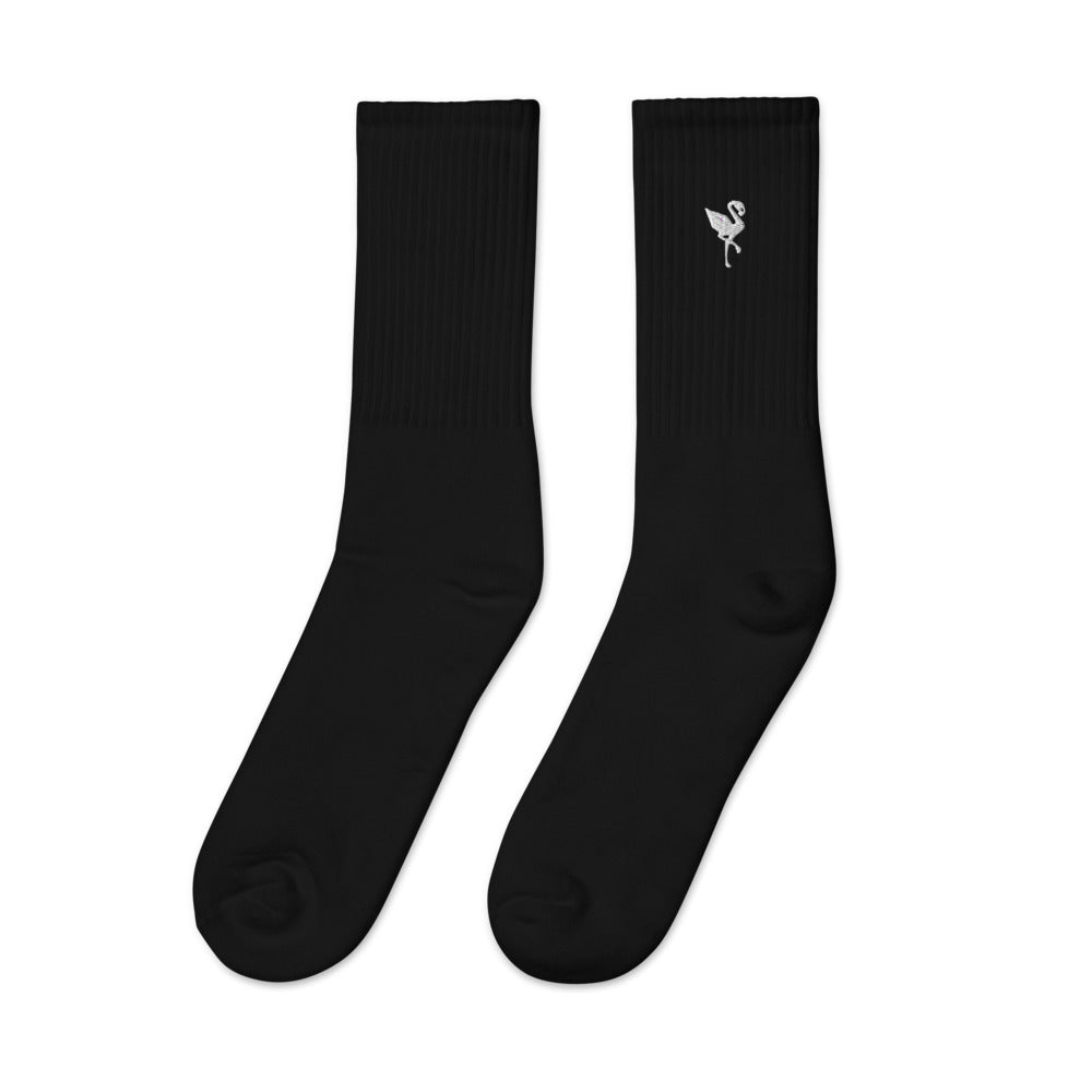Flamingo Essentials - Black Logo Embroidered socks