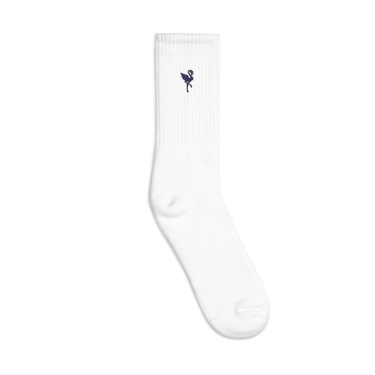Flamingo Essentials - White Logo Embroidered socks