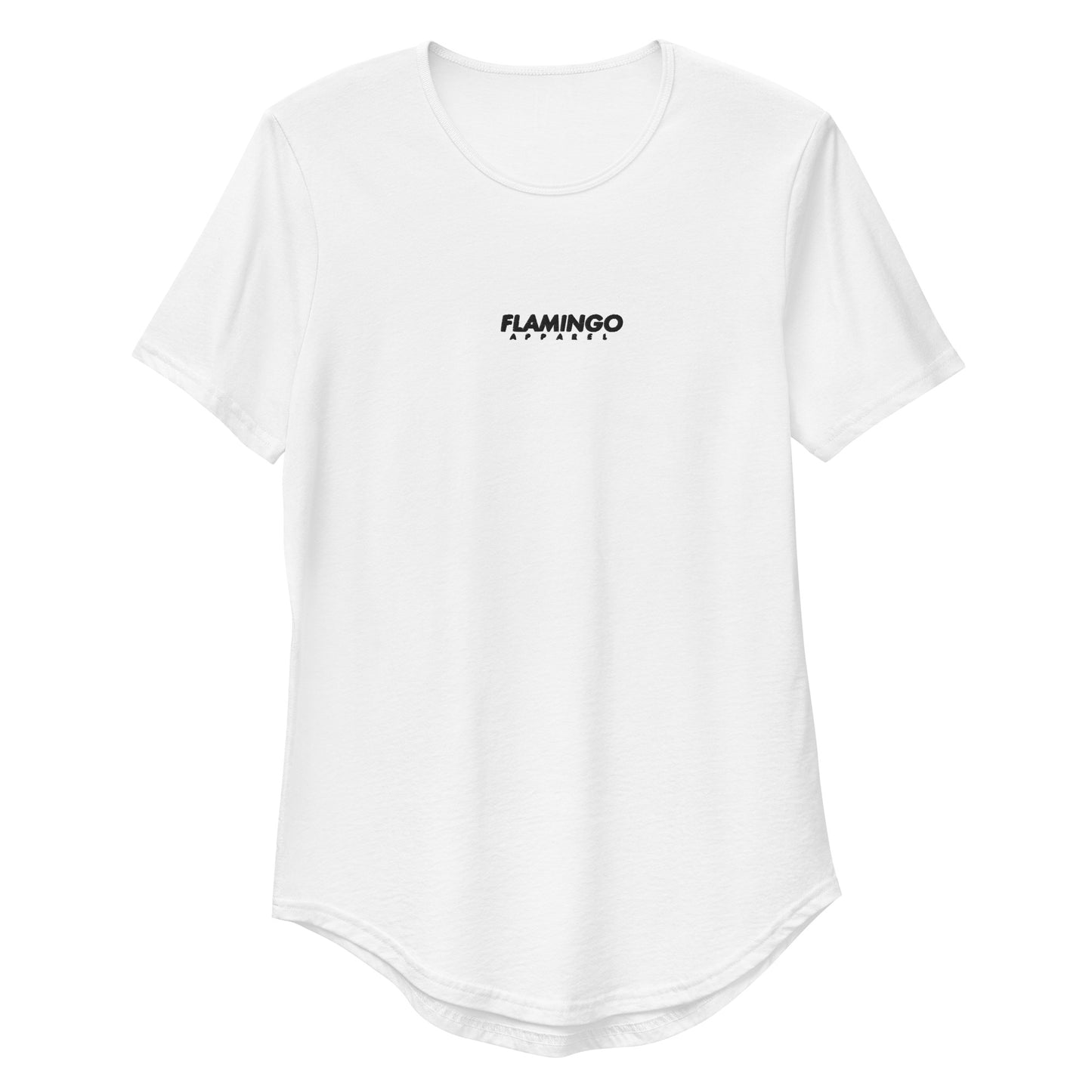 Flamingo Essentials - White Drop Curved T-Shirt