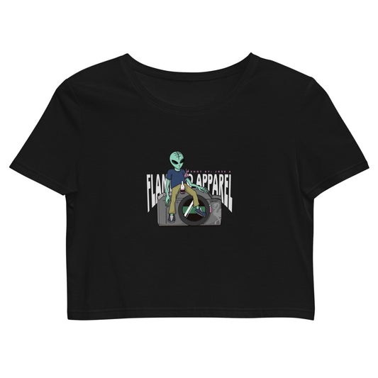 Space man chillin crop top
